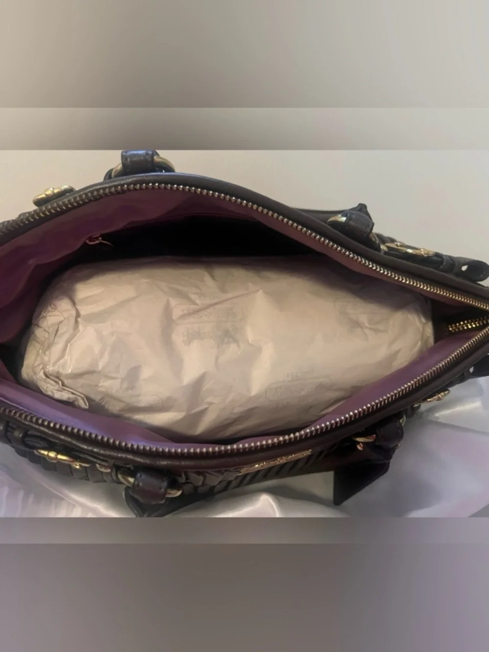 Coach Gathered Leather Sofia Satchel - Picture 3 of 6